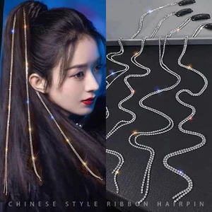 Set 2 Dây Xích Đính Đá Cài Tóc, Dây Kẹp Tóc Lấp Lánh Tạo Kiểu Cá Tính QiQiShop