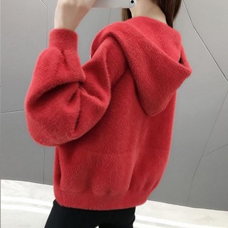 Áo Khoác cardigan Len Lông Cừu Nhân Tạo Ngắn Dáng Rộng Phong Cách Hàn Quốc Thời Trang Thu Đông 2023 Mới