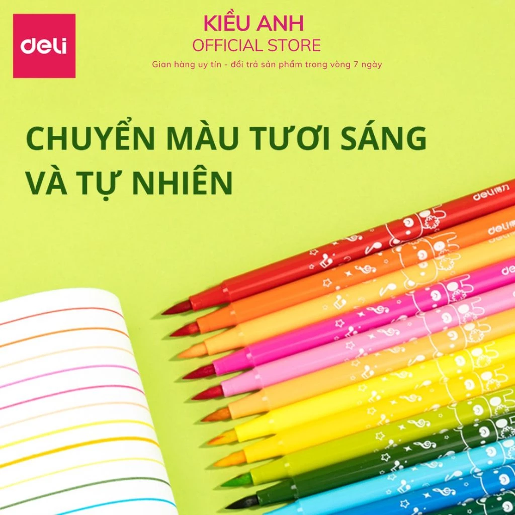 Bút Dạ Màu Bút Lông Màu Brush Mềm Marker Rửa Được Deli-VPP Kiều Anh