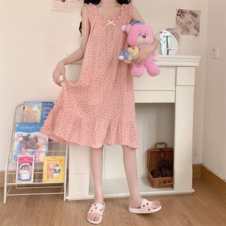 Đầm Ngủ Hai Dây Dáng Rộng Phong Cách Pháp Dễ Thương Thời Trang Mùa Thu Cho Bạn Gái