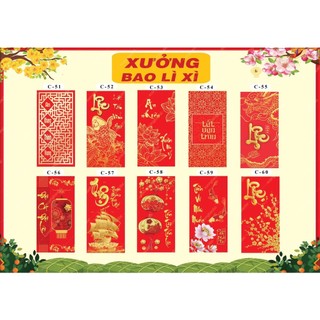 100 BAO LÌ XÌ ĐỦ MẪU HOA KHAI PHÚ QUÝ, bao lì xì tết