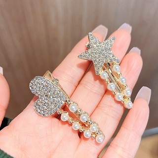 Mới Kẹp Tóc Mỏ Vịt Đính Đá Ngọc Trai Đơn Giản Phong Cách Hàn Quốc