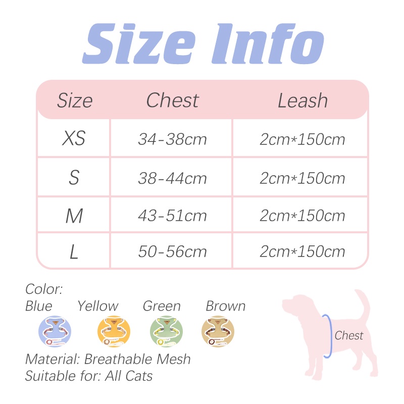 HamshMoc Nhẹ Mèo Dây Và Dây Xích Bộ Có Thể Điều Chỉnh Mèo Con Chó Con Áo Vest Thoải Mái Dây Dẫn Có Tay Cầm Mềm Chống Lộn Cho Mèo