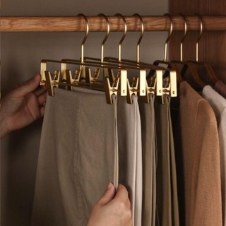 Móc treo quần áo CLEARLINE, Móc treo quần hợp kim nhôm màu vàng / mảnh, Chất lượng chống trượt Chống ăn mòn Giá phơi quần áo