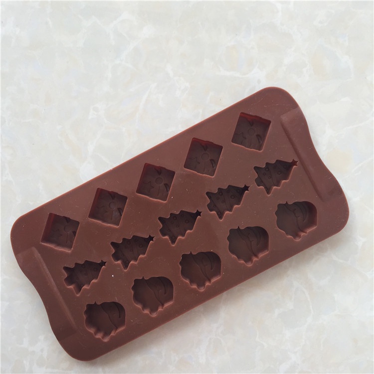 15 Khoang Giáng Sinh Series Khuôn Silicon Ông Già Noel Hộp Quà Tặng Cây Giáng Sinh Khuôn Socola Khay Đá Pudding Thạch Kẹo Khuôn DIY Dụng Cụ Nướng Bánh