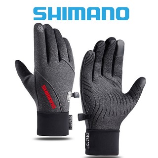 Mới Shimano Mùa Thu Ngoài Trời Nam Găng Tay Câu Cá Chống Thấm Nước Màn Hình Cảm Ứng Dày Plus Lông Cừu Chống Trơn Trượt Full Ngón Tay Găng Tay Câu Cá Nam
