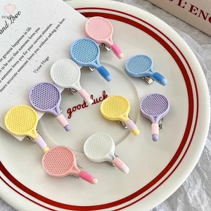 Một Cặp Kẹp Tóc Thể Thao Hình Vợt Cầu Lông Cá Nhân Hóa Dễ Thương Kẹp Tóc Trẻ Em Mới