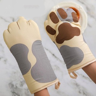 Găng tay lò nướng bánh VOIDLESS, Găng tay lò nướng chân mèo bảo vệ nhiệt bằng vải Cotton, Găng tay cách nhiệt lò vi sóng màu xám chống bỏng