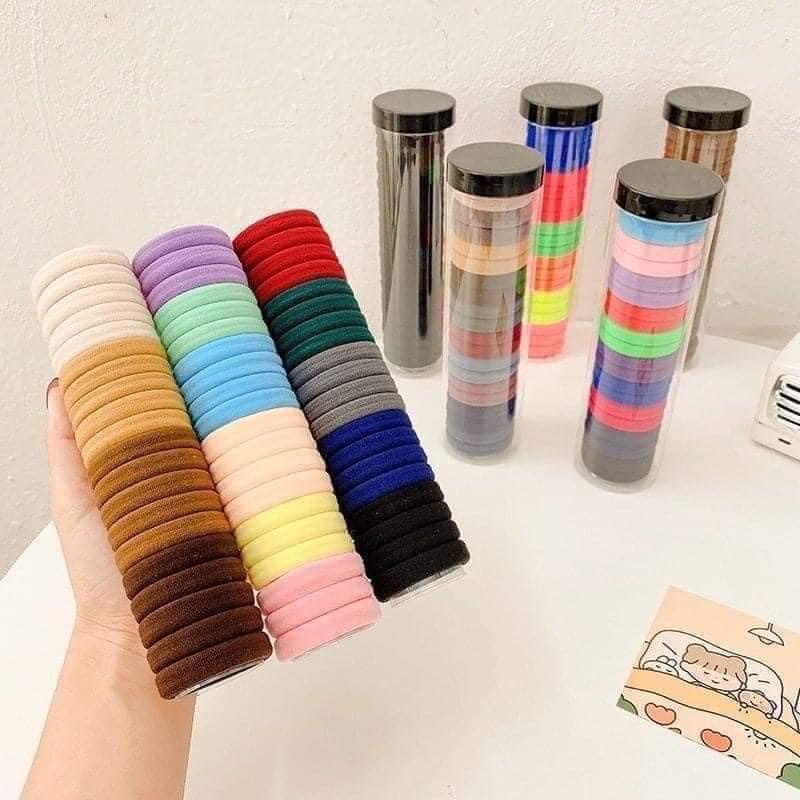 Set 20 Dây Chun Buộc Tóc Siêu Xinh Đựng Trong Hộp Ống Trong Suốt Tiện Lợi Chất Thun Buộc Siêu Co Dãn Nhiều Màu Hot Trend