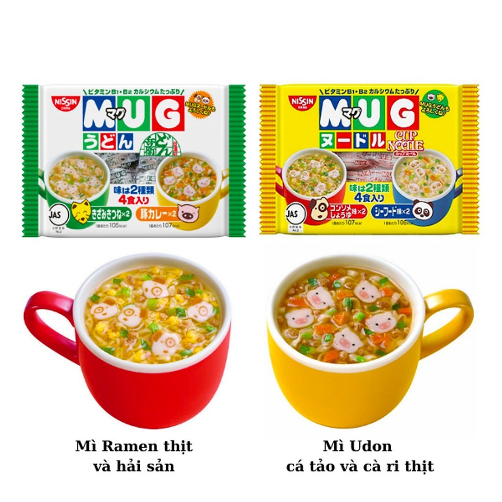 Mì Mug Vàng Nissin - Mì Ăn Dặm Cho Bé TiBong Store Dinh Dưỡng Siêu Ngon Hình Thú Ngộ Nghĩnh Cho Bé Từ 12 Tháng (Gói 94G)