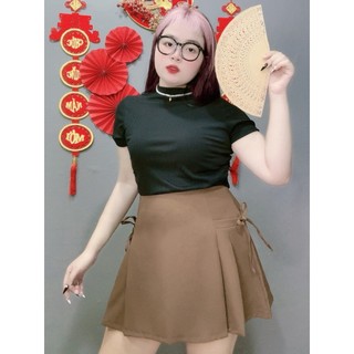 Chân váy ngắn thời trang Nhỏ Clothing Bigsize nữ dáng chữ A màu basic  Vải tây, có lót trong, chất vải tây mặc xinhCV404