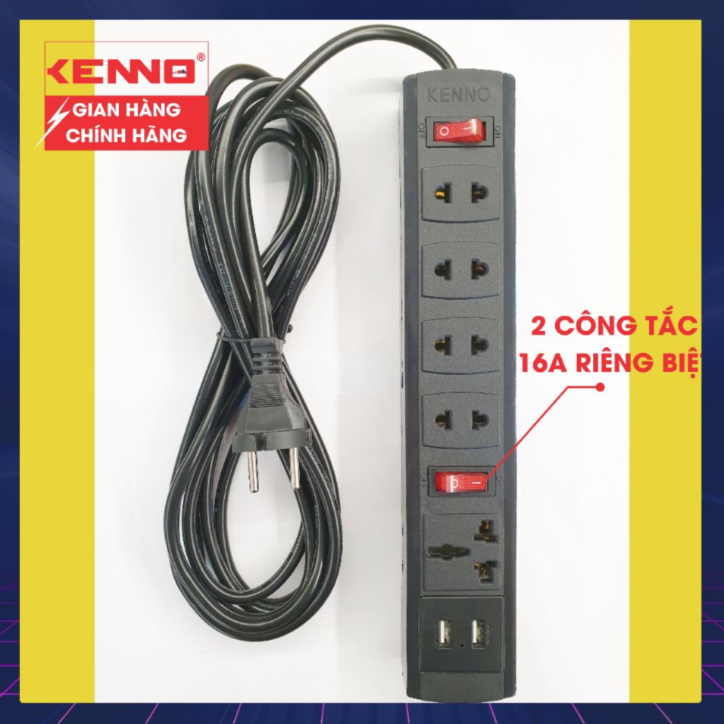Ổ cắm điện đa năng Qled/Kenno Có USB sạc nhanh 6U3 6U5 an toàn tiện lợi