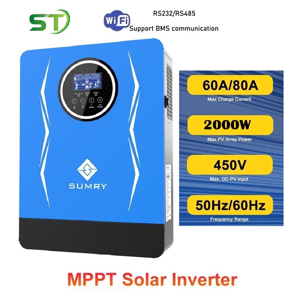 Off-Grid Solar Inverter 1800W 12V Sin Chuẩn điện áp 55V - 450V sạc MPPT ...