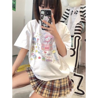 HIIXIIVI Áo thun cotton nữ tay ngắn cổ tròn in thời trang, form rộng unisex, OOTD 2025