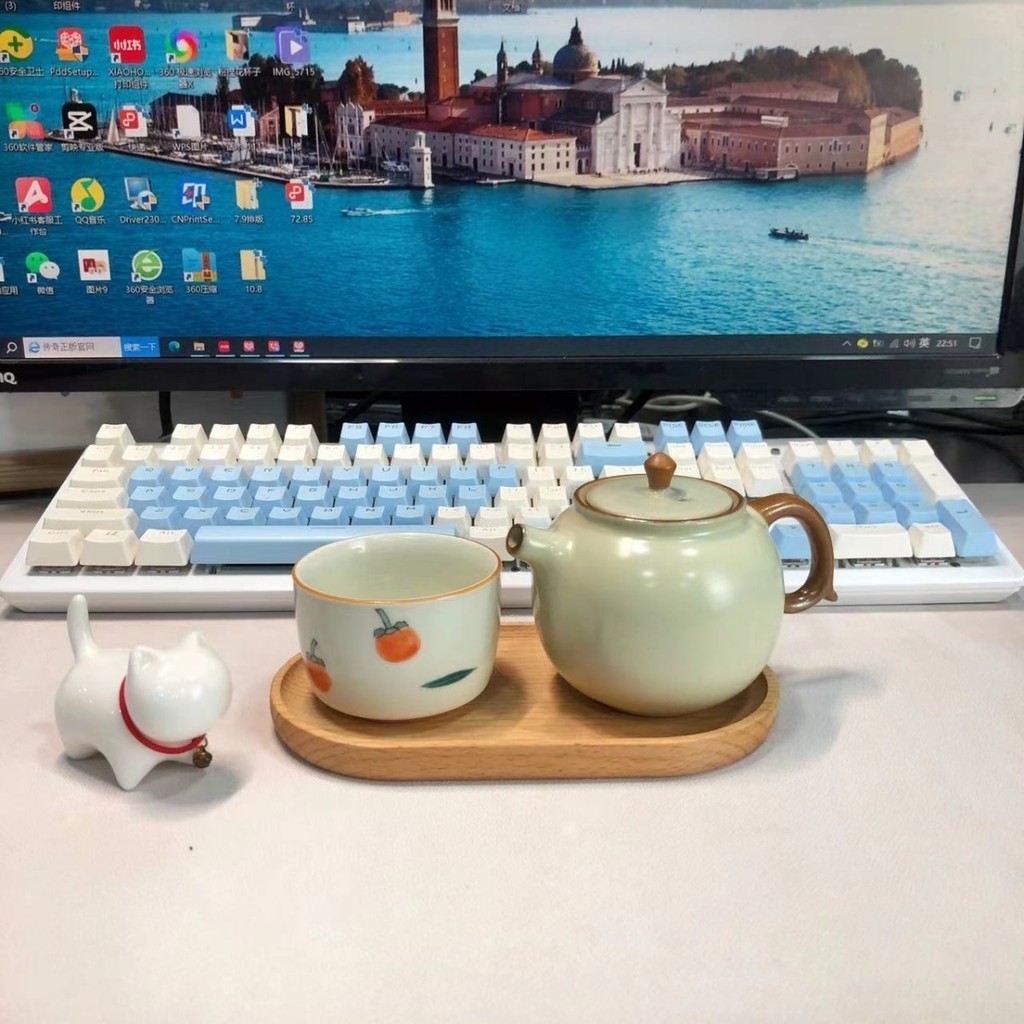 [Chất liệu gốm sứ] Ru Kiln One Pot One Cup Shop Cloud Pot Trà văn phòng Uống trà du lịch Bộ trà Kung Fu gia đình Master Cup