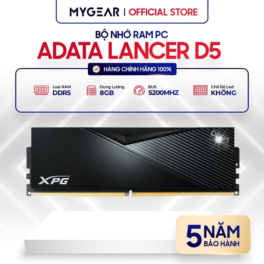 Bộ Nhớ Trong - RAM Adata LANCER D5 DDR5 8GB (8x1) Black / White Bus ...