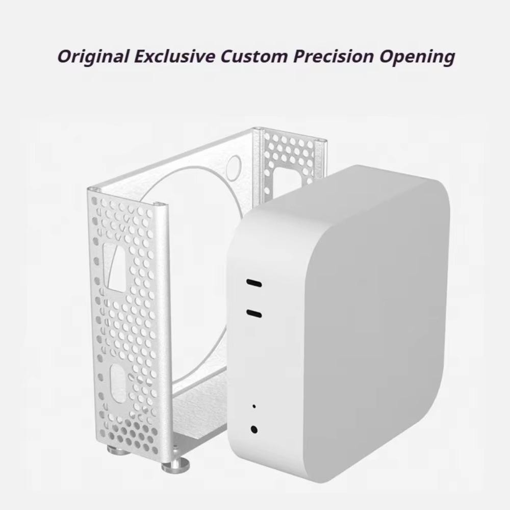 Máy tính PWSSEND, Vỏ bảo vệ chống bụi tản nhiệt, Thiết kế chống sốc 2in1 Hợp kim nhôm Giá đỡ khung gầm máy tính để bàn cho Mac Mini M4 / M4