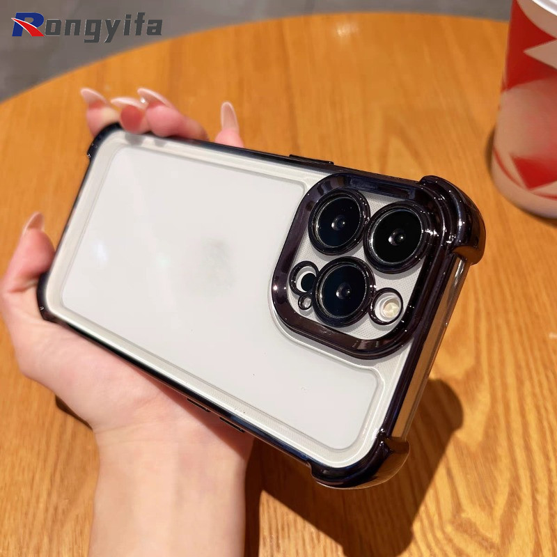 Ốp Điện Thoại Trong Suốt Mạ Sang Trọng Cho Samsung Galaxy A16 A15 A14 A13 A12 A23 A22 5G 4G S21 S20 FE S21 Ultra S20 Plus Vỏ Mềm Chống Rơi Trong Suốt