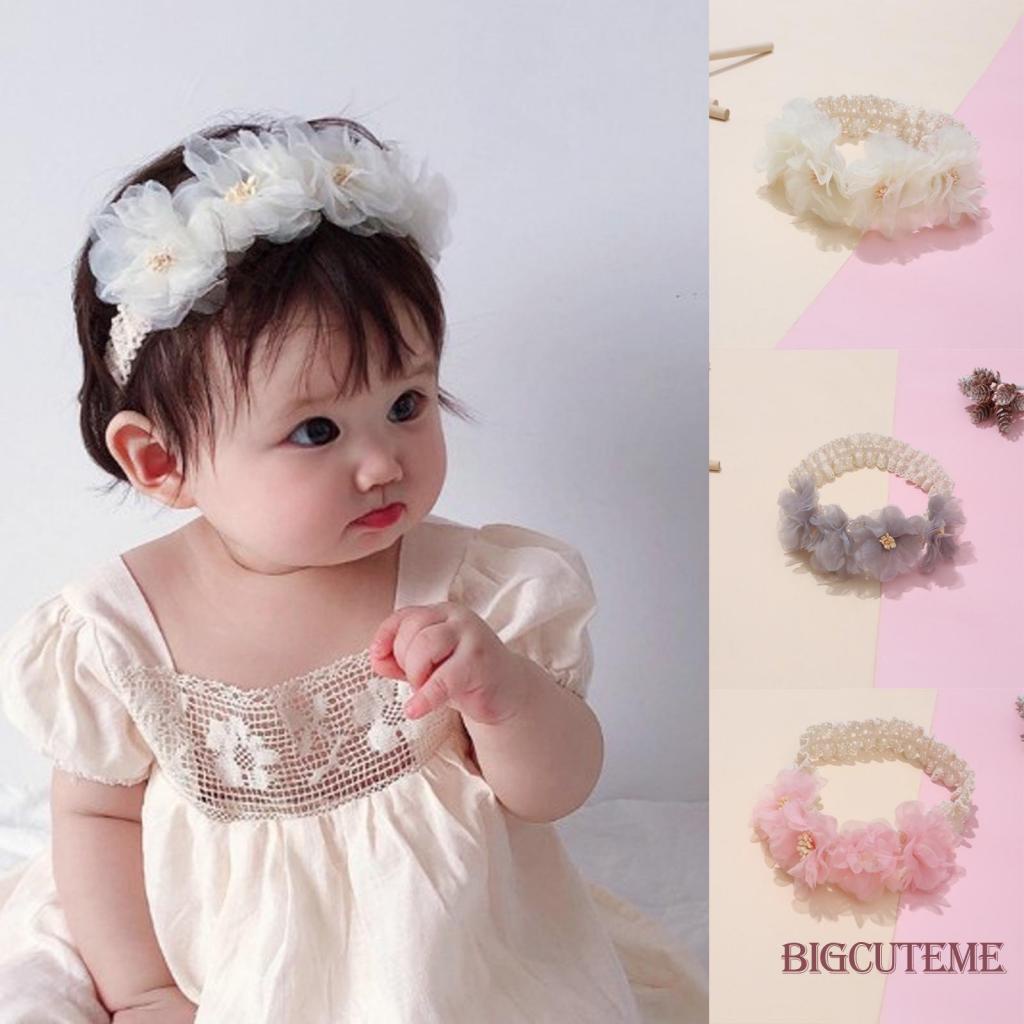 Băng Đô Voan Phối Ren Hoa Co Giãn Dành Cho Bé Gái