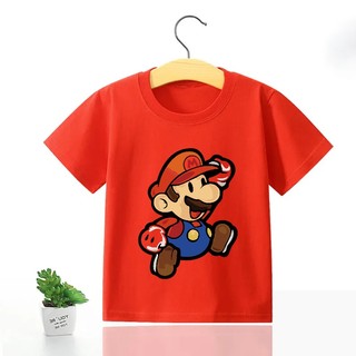 Áo Thun Tay Ngắn In Hình mario Dễ Thương Cho Bé