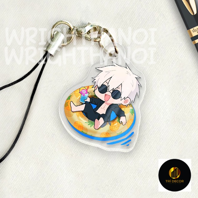 Móc treo điện thoại, dây đeo điện thoại, móc khóa acrylic Jujutsu Kaisen Gojo Satoru anime chibi cute trang trí ba lô