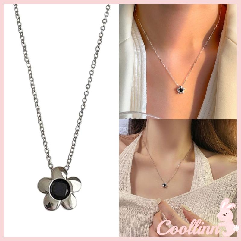 Coo Vòng Cổ choker Kim Loại Mặt Hoa Màu Đen Đơn Giản Cá Tính Đa Năng Thanh Lịch Cho Nữ