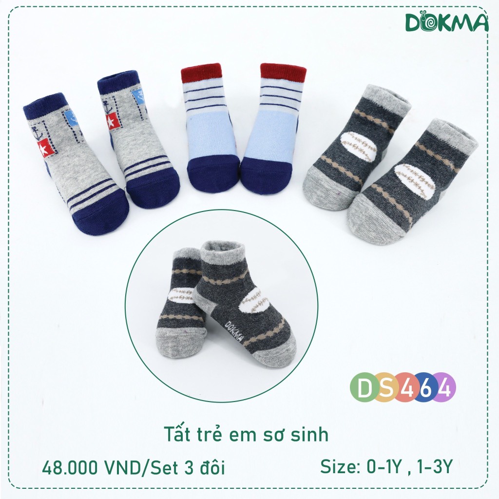 (0-3Y) Set 3 Đôi Tất Sơ Sinh Đồng Màu Dokma DS460 DS461 DS486 DS760 DS761 DS762 DS463 DS462 DS464