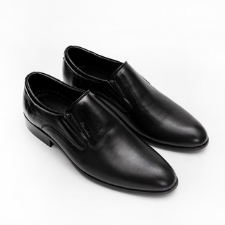 Giày lười nam công sở Fttleather da bò trơn màu đen mẫu 634