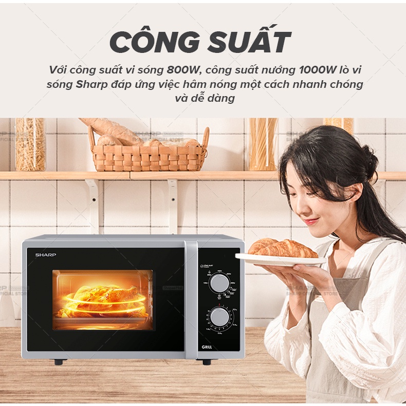 Lò vi sóng cơ có nướng Sharp 23 lít 1000W Chính hãng R-G322VN-S - BẢO HÀNH 15 THÁNG - SSHOP OFFICIAL | Shopee Việt Nam
