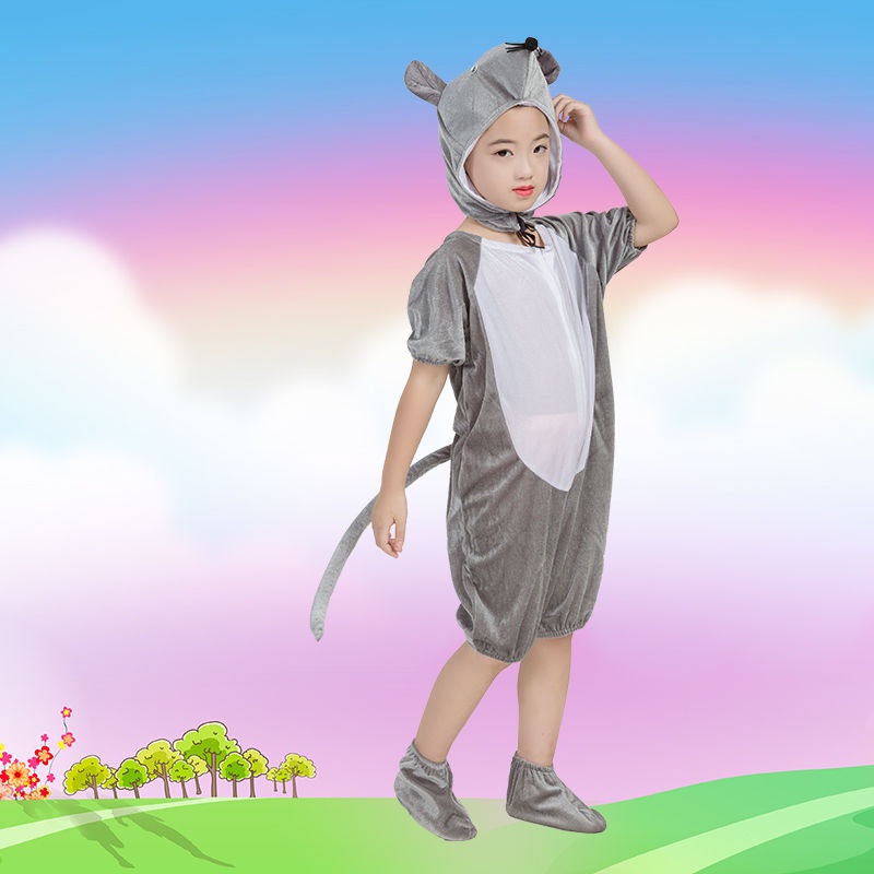 💕Chỗ💕 Quần Áo Trẻ Em Động Vật Múa Trang Phục Quần Áo Cho Bé Gái 3 Đến 14 Tuổi Chuột Xám Trang Phục Mới Lạ Halloween Giáng Sinh