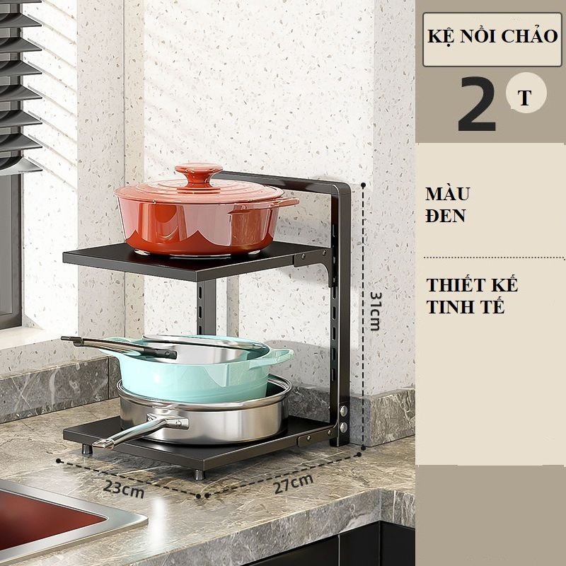 [MẪU MỚI] Kệ giá để chảo xoong nồi vật dụng nhà bếp 2,3,4 tầng điều chỉnh kích thước tiện lợi - GiaDungAnhThu