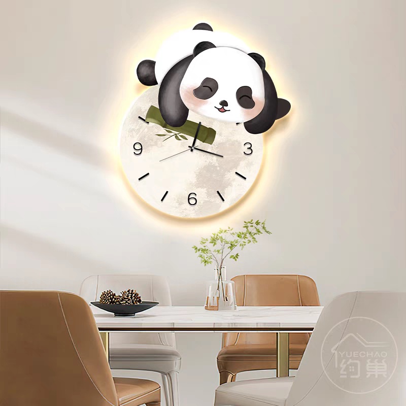 Đồng Hồ 3D Đèn LED Gấu Trúc Đáng Yêu Trang Trí Nhà Cửa, Cửa Hàng, Nhà Trẻ, Quà Tặng Người Thân