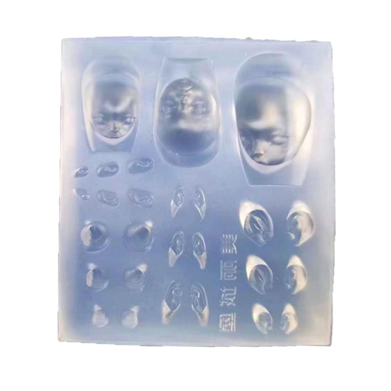Li Silicone Móng Tay Khắc Khuôn Quỷ Sừng DIY Dập Stencils Dụng Cụ Làm Móng Tay