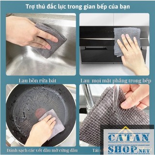 Cuộn khăn lau bếp, chà xoong nồi đa năng dày dặn thấm hút có thể tái sử dụng 20x20cm