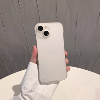 Ốp Điện Thoại Không Khung Mỏng Cho iPhone 15 ProMax 14 Plus 13 12 Pro Max Có Bảo Vệ Ống Kính Mờ Trong Suốt Nhựa Ốp Lưng T09