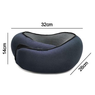 Gối cổ du lịch WOAY, Gối xốp có thể điều chỉnh cổ và cằm, hình chữ U mềm mại thoải mái với túi dây rút Đệm máy bay