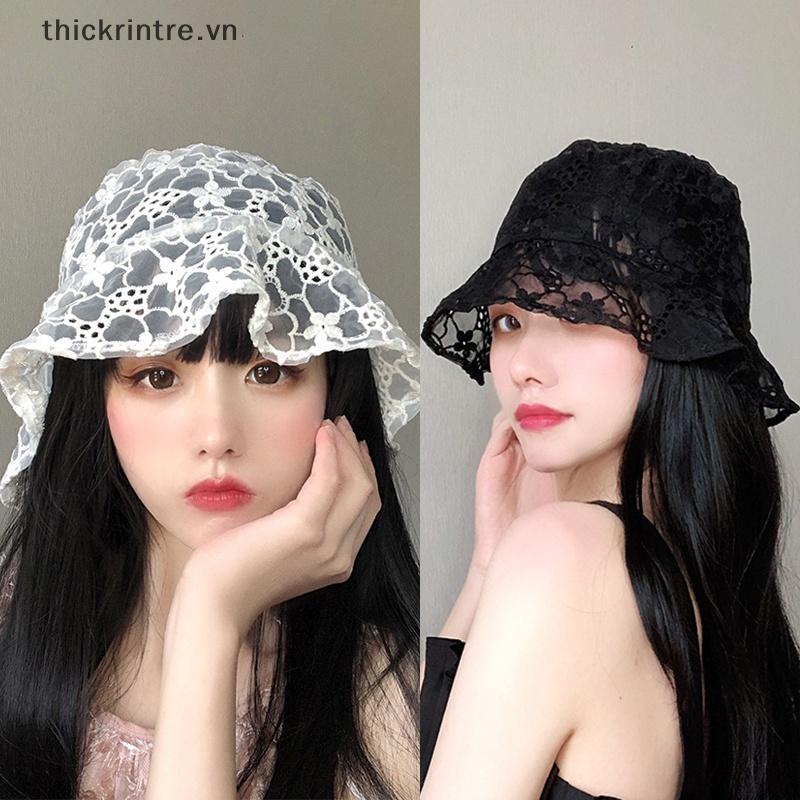 Mũ Tai Bèo Phối Ren Hoa Rỗng Thoáng Khí Thời Trang Cho Nữ