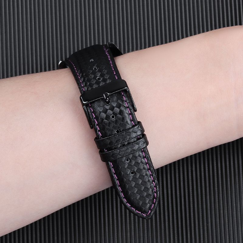Dây Đeo Đồng Hồ Bằng Da Họa Tiết Sợi Carbon 20mm 22mm Tháo Gỡ Nhanh Cho Nam Và Nữ