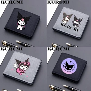 Ví Đựng Tiền Xu / Thẻ Bằng Vải Canvas In Họa Tiết Hoạt Hình Kuromi Có Khóa Kéo Nhỏ Gọn Tiện Dụng Cho Bé