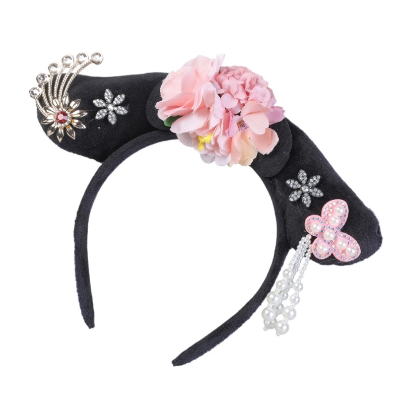 Bầu trời Cổ Trung Quốc HeadBand Court Lưới Tóc Hoop Manchu Công Chúa Mũ