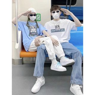 Áo thun unisex cotton tay ngắn cổ tròn in độc đáo cho cặp đôi nam nữ