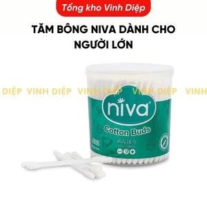 Tăm Bông Niva Hũ Xoay 200 Que Thân Nhựa AH2 Đa Năng Cho Người Lớn Ngoáy Tai, Vệ Sinh, Trang Điểm
