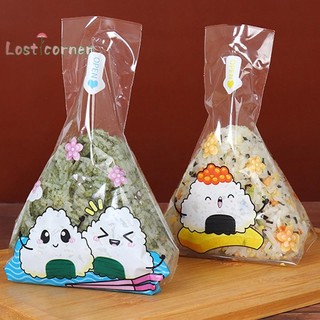 Lostcorner 100 Chiếc Hoạt Hình Dễ Thương Tam Giác Cơm Túi Đóng Gói Rong Biển Sushi Khuôn Túi Sushi Bento Phụ Kiện Rong Biển Cơm Sushi Túi Mới