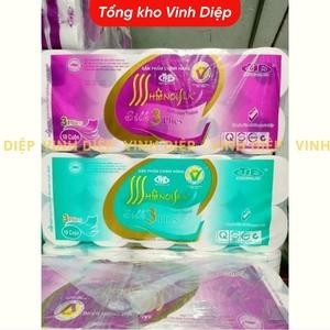 Bịch Giấy Vệ Sinh Hà Nội Xanh Hồng 4 Lớp Dây 10 Cuộn 1 Bịch Không Lõi
