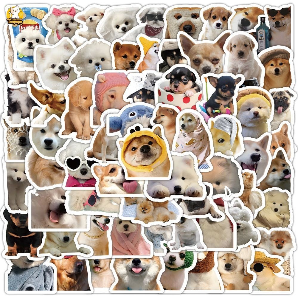 Set 100 cái sticker chống nước CHÚ CHÓ DỄ THƯƠNG SHIBA CORGI LÁO NHÁO ...