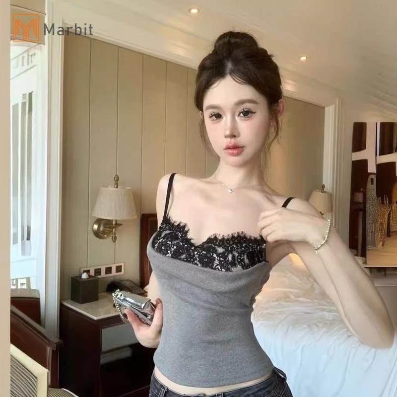 Marbit Nữ Ren Chắp Vá Camisole Spaghetti Dây Đeo Không Tay Gợi Cảm Mùa Hè Áo Mới