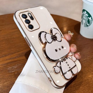 ốp lưng oppo reno 6 4g reno 6 5g reno 6z 5g Ốp Điện Thoại TPU Silicon Mềm Mạ Điện Gắn Gương Trang Điểm Hình Thỏ 3D Cho oppo reno 6 4g reno 6 5g reno 6z 5g
