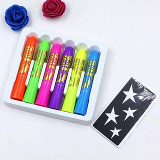 Excellent 6 Pack Glow in the Dark Face Body Paint Glow Sticks Markers Makeup Face Painting Kits, For Halloween and Parties
