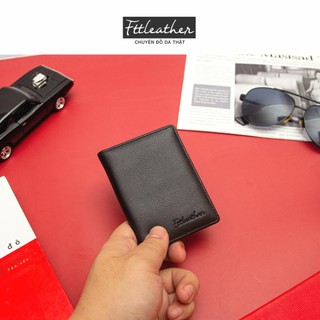 Ví da, bóp da nam nữ mini đựng thẻ card da bò cao cấp dáng đứng gập đôi nhỏ gọn nhiều ngăn Ftt Leather
