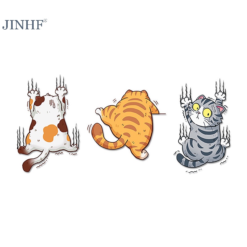 JINHF 3 Cái Ngộ nghĩnh Thú Cưng Xe Dán Leo Núi Mèo Tạo Kiểu Hình Dán Trang Trí Thân Xe Sáng Tạo Đề Can Trang Trí Phụ Kiện HOT